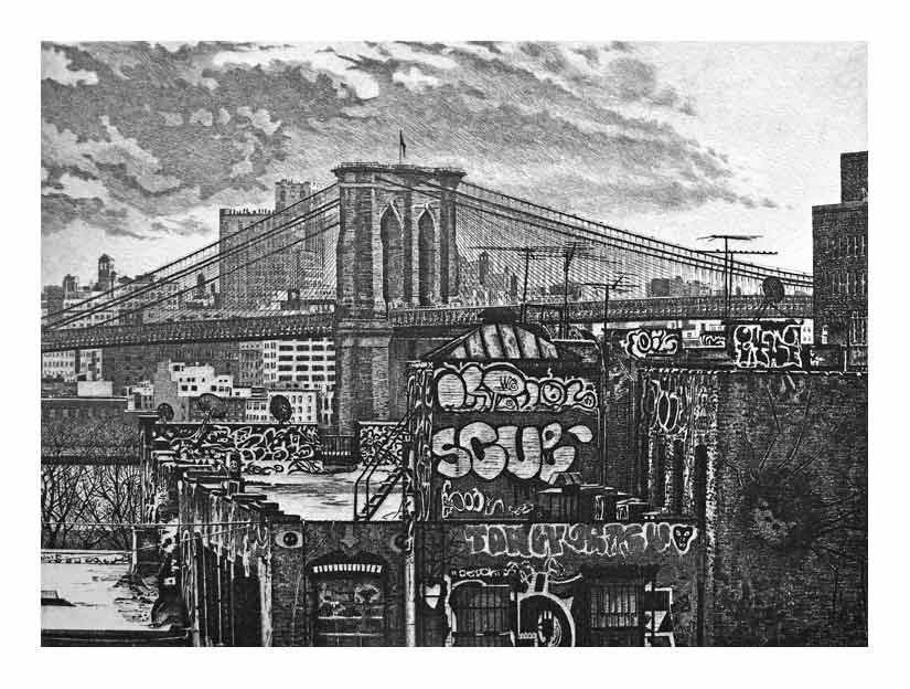Etching - East River View