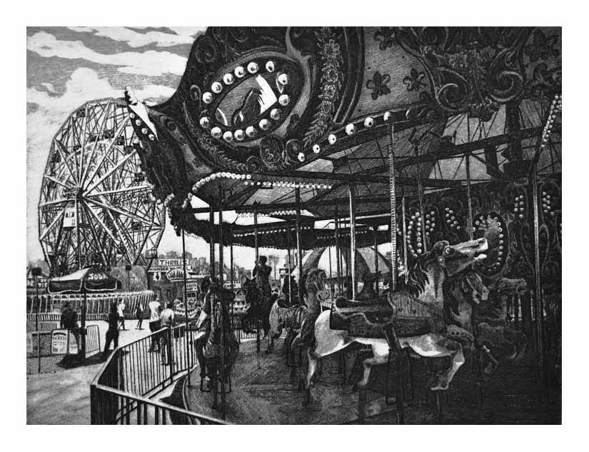 Etching - Carrousel and Wonder Wheel